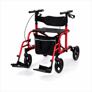 Lightweight Aluminum Rollator Walker for Elderly Seat Foldable 4-Wheel Mobility Walker Brake Storage Bag CE Certified 136KG