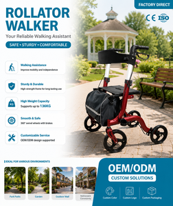 Lightweight Aluminum Rollator Walker With Seat Comfortable Height Adjustable CE Certified Folding Walker Elderly Adults